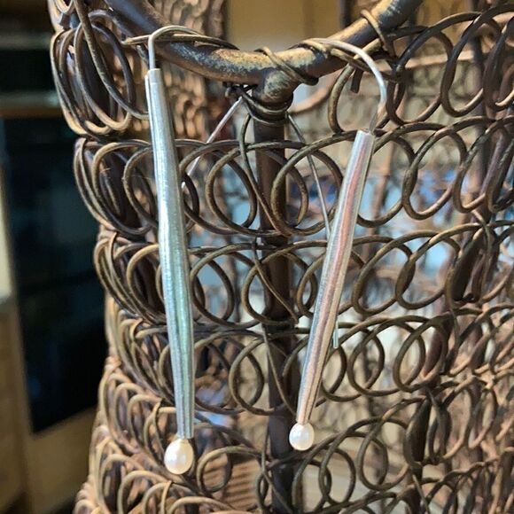 Hand Crafted One of a kind Artist silver smith sterling and pearl earrings - Picture 12 of 15